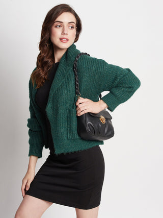 Madame Green Lapel Collar Shrug