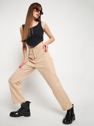 Madame Beige Straight Fit Denim