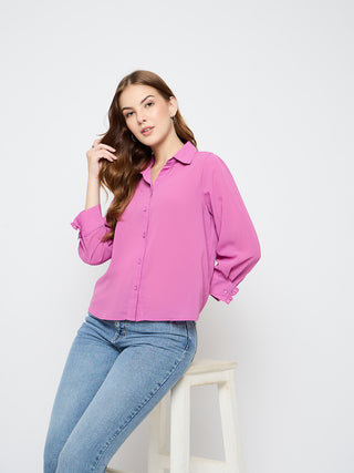Madame Solid Fucshia Pink Shirt