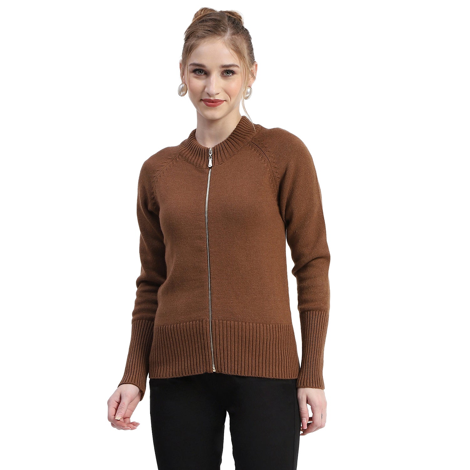 Madame Brown Full-Zip Knit Sweater color swatch