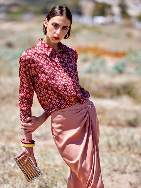 Madame Women Printed Rosewood Shirt
