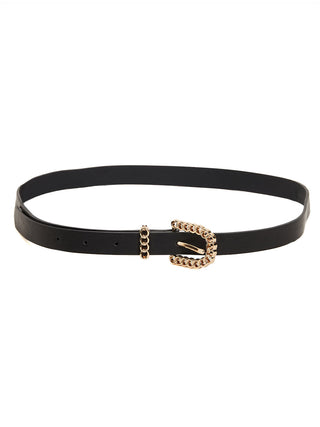 Madame Light Gold Buckle Textured Black Belt