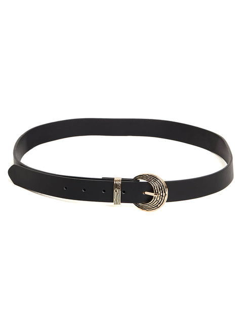 Madame Light Gold Buckle Textured Black Belt