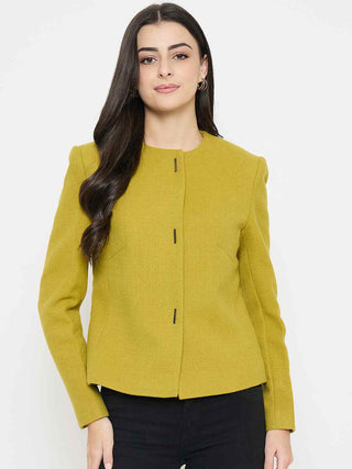 Madame Round Neck Green Short Coat