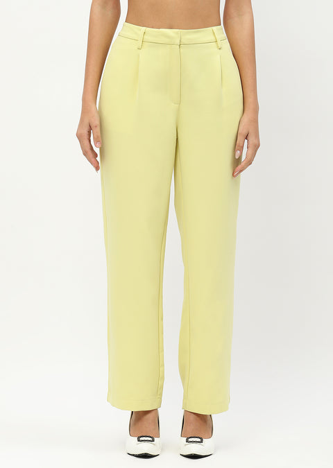 Madame Straight Fit Lime Yellow Trousers