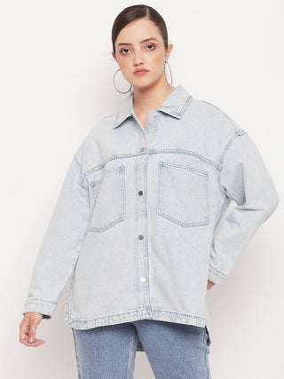 Madame Oversized Ice Blue Denim Jacket