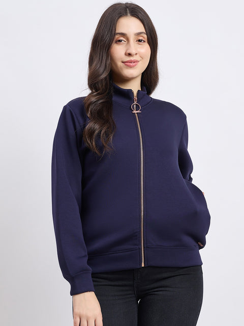 Madame Solid Dark Navy Sweatshirt