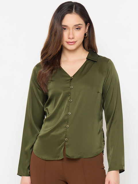 Madame Olive V-Collar Solid Shirt