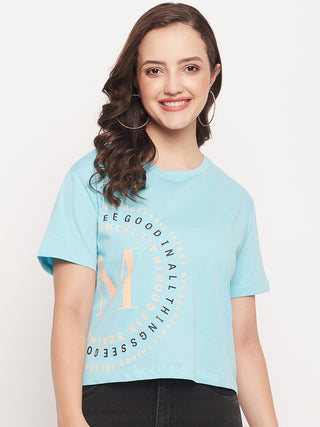 Madame Round Neck Printed Cotton T-shirt