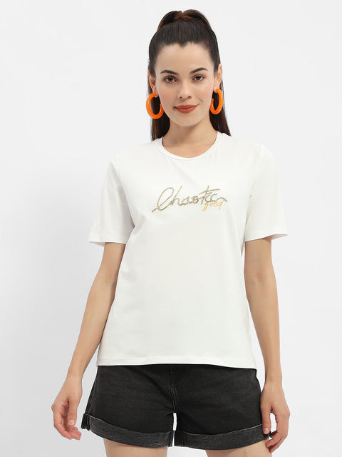 Madame Typography White Crew Neck T-Shirt
