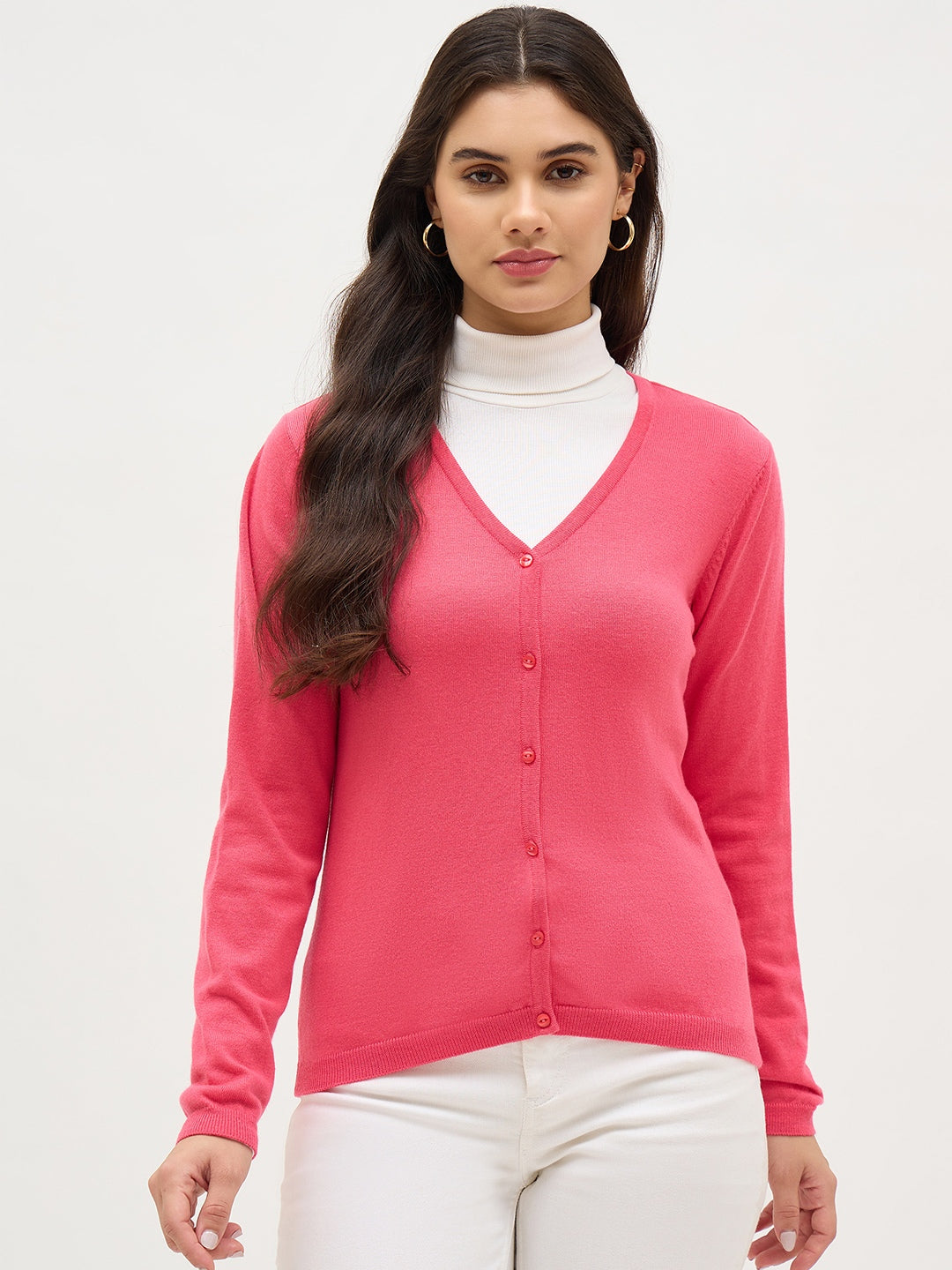 Madame V Neck Coral Cardigan color swatch