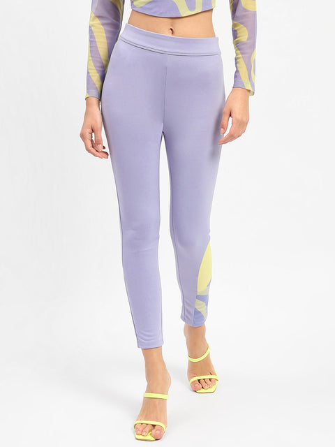 Madame Lilac Mid Rise Elastic Waist Jeggings