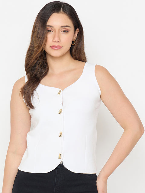Madame Viscose Blend Off White Knit Top