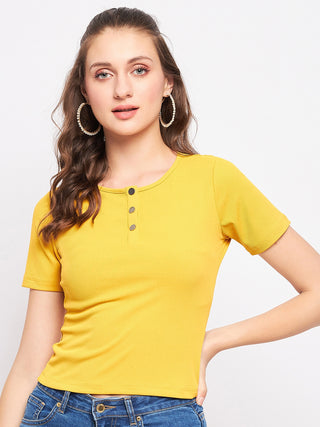 Madame Casual Mustard Cotton Top