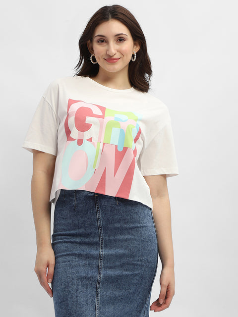 Madame Graphic Print White Cotton T-Shirt