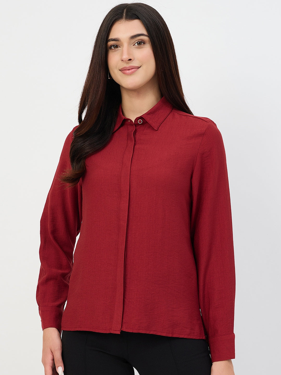 Madame Maroon Rayon-Blend Shirt color swatch