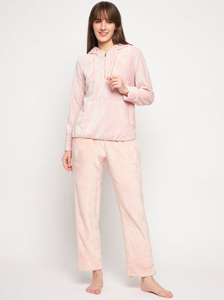 mSECRET Peach Solid Hood Neck Nightsuit