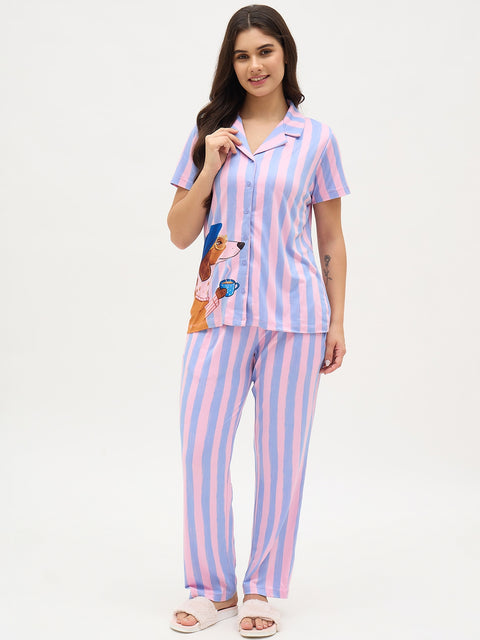 mSECRET Pink Printed Night Suit