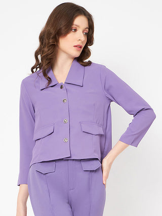 Madame Flat Collar Solid Lilac Blazer