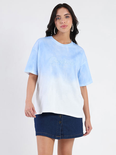 Madame Ombre Loose Fit Sky Blue Oversize Cotton T-shirt