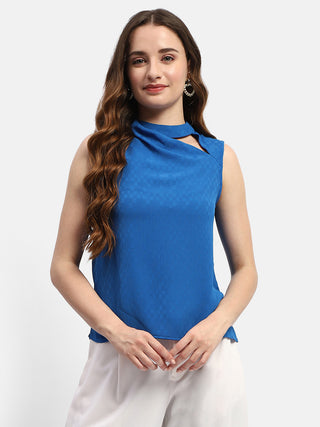 Madame Cowl Neck Royal Blue Top