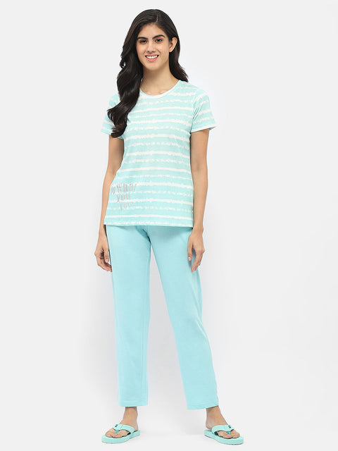 mSECRET Typography Aqua Blue Nightsuit