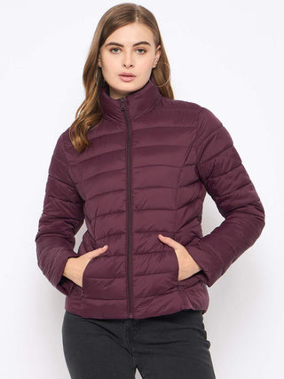 Madame Quilted Wine Puffer Jacket