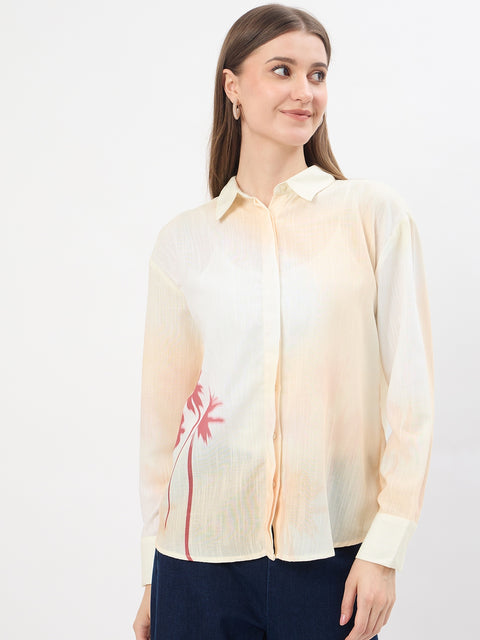 Madame Flower Print Off White Shirt
