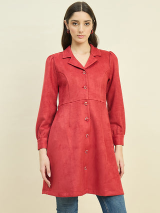 Madame Suede Blazer Dress with Embellished Button Details
