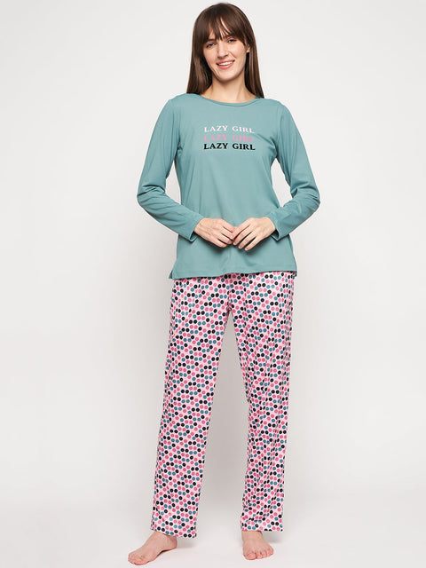 mSECRET Green Printed Nightsuit