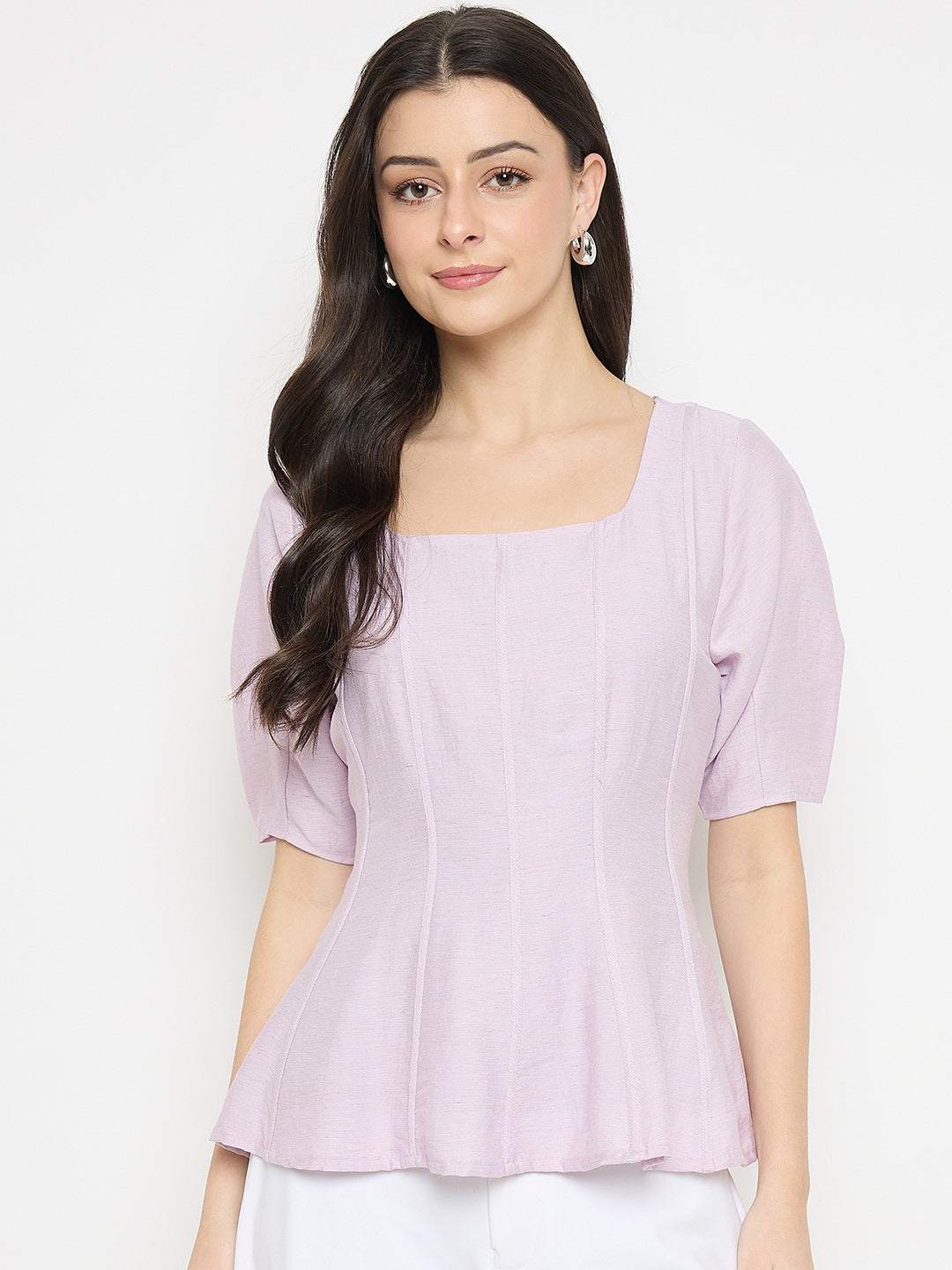 Madame Lilac Square Neck Rayon Blend Top color swatch