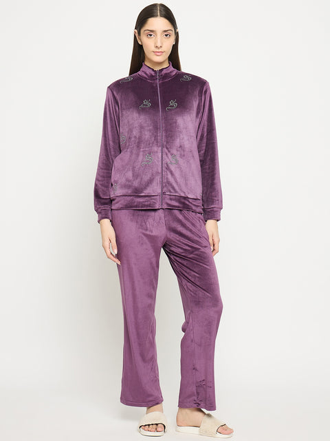 mSECRET Purple High Neck Night Suit