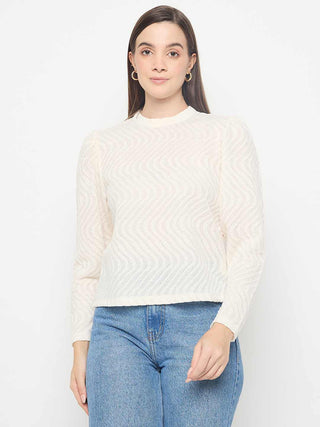 Madame Lace and Textured Off White Top