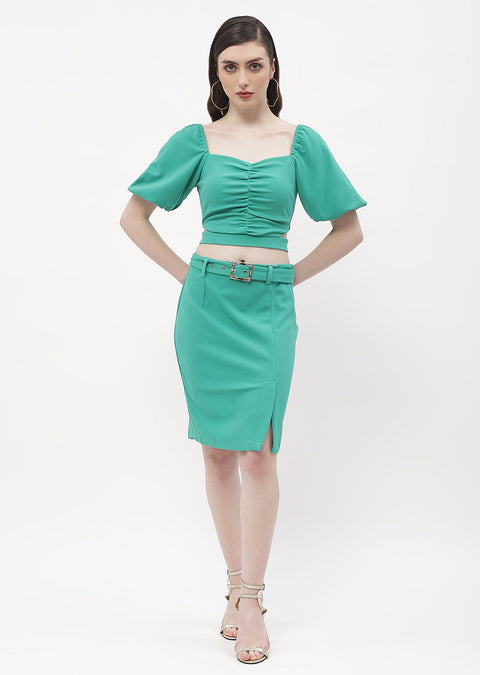 Madame Cut-Out Top With Skirt Jade Green Co-Ord Set