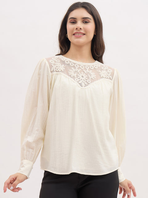 Madame Lace Detail Rayon Blend Top