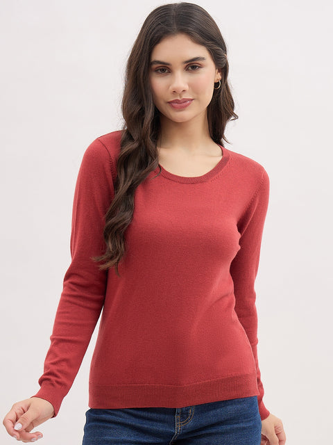 Madame Dark Rust Basic Pullover Sweater