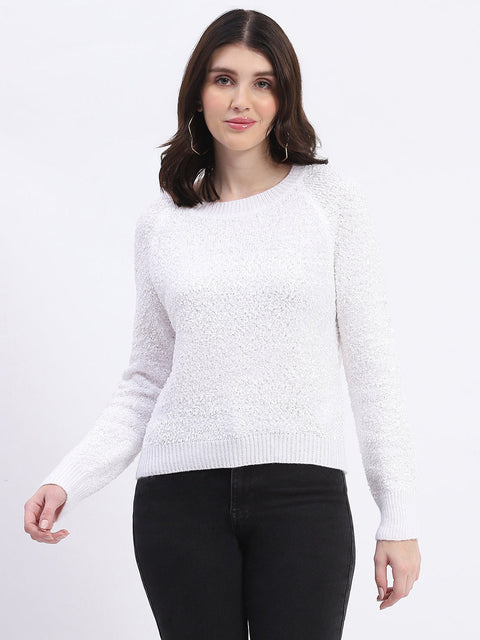 Madame Self Design Off White Sweater