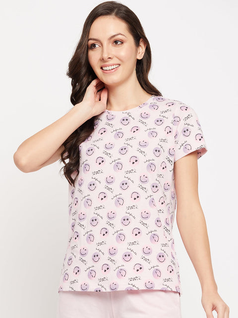 mSECRET Baby Pink Crew Neckline Cotton Nightsuit
