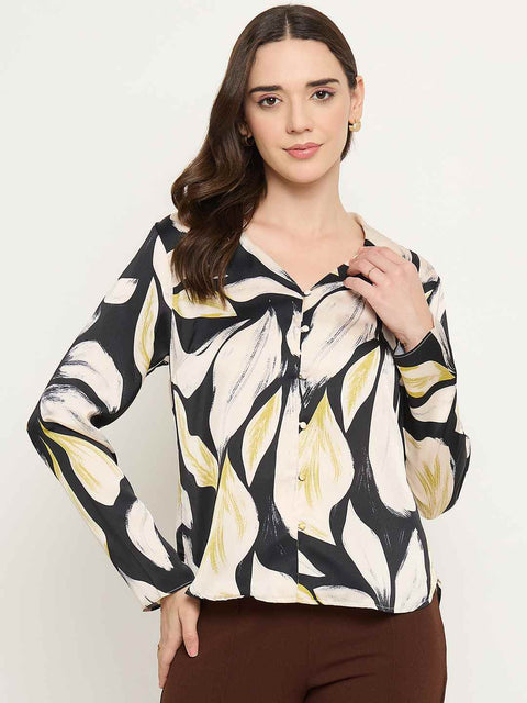 Madame Self Design Solid Black Shirts