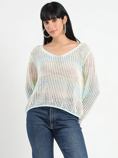 Madame Ombre Crochet Multicolor Knitted Top