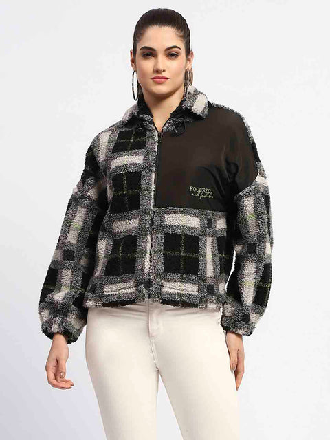 Madame Geometric Print Black Puff Sweatshirt