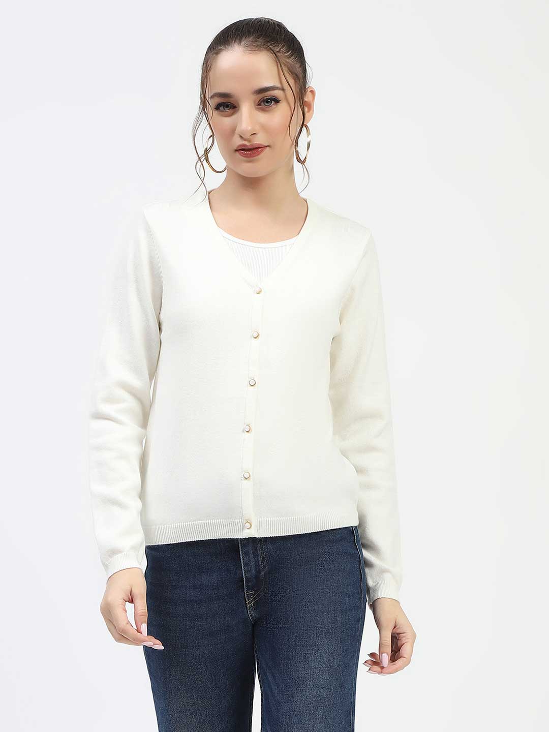 Madame Off White Button-Up Cardigan color swatch