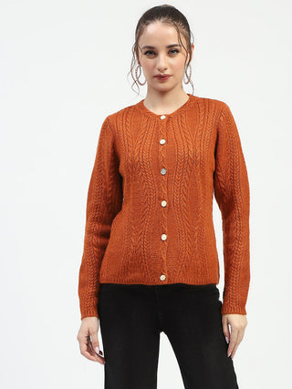 Madame Orange Button-Up Cardigan