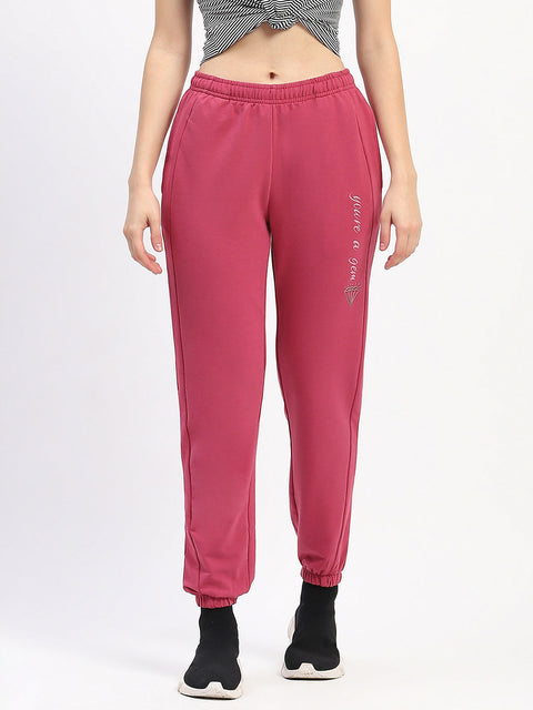 mSECRET Typography Print Pleated Dusty Pink Track Bottoms