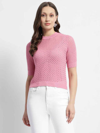 Madame Pink Knitted Crew Neck Top