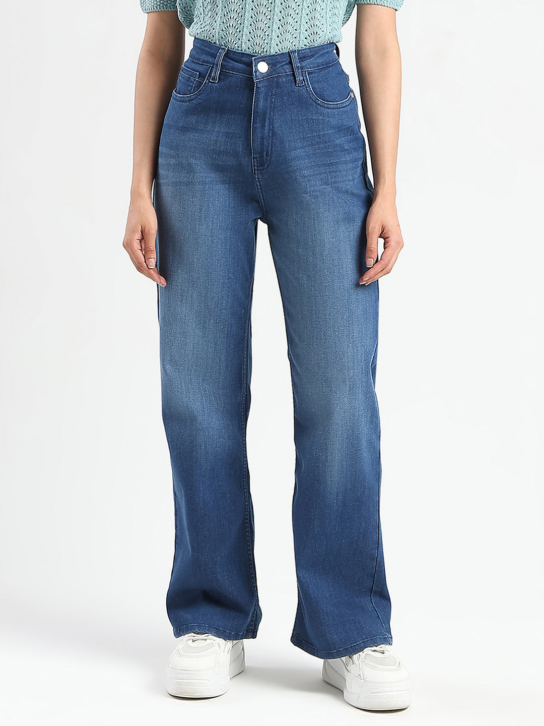 Madame Stone Wash Wide Leg Dark Blue Jeans color swatch