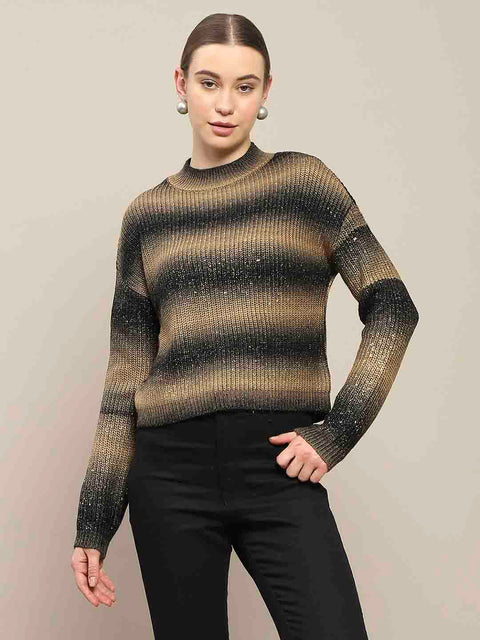 Madame Striped Khaki Sweater