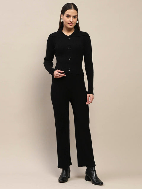 Madame Black Knitted Top and Bottom Co-Ord Set