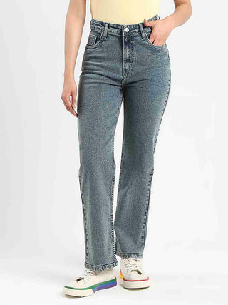 Madame Mid-Wash Tinted Blue Cotton Blend Denim Jeans