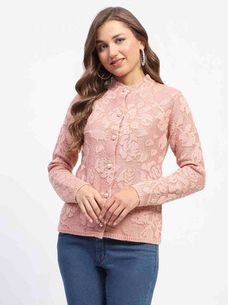 Madame Peach Printed Buttoned Cardigan